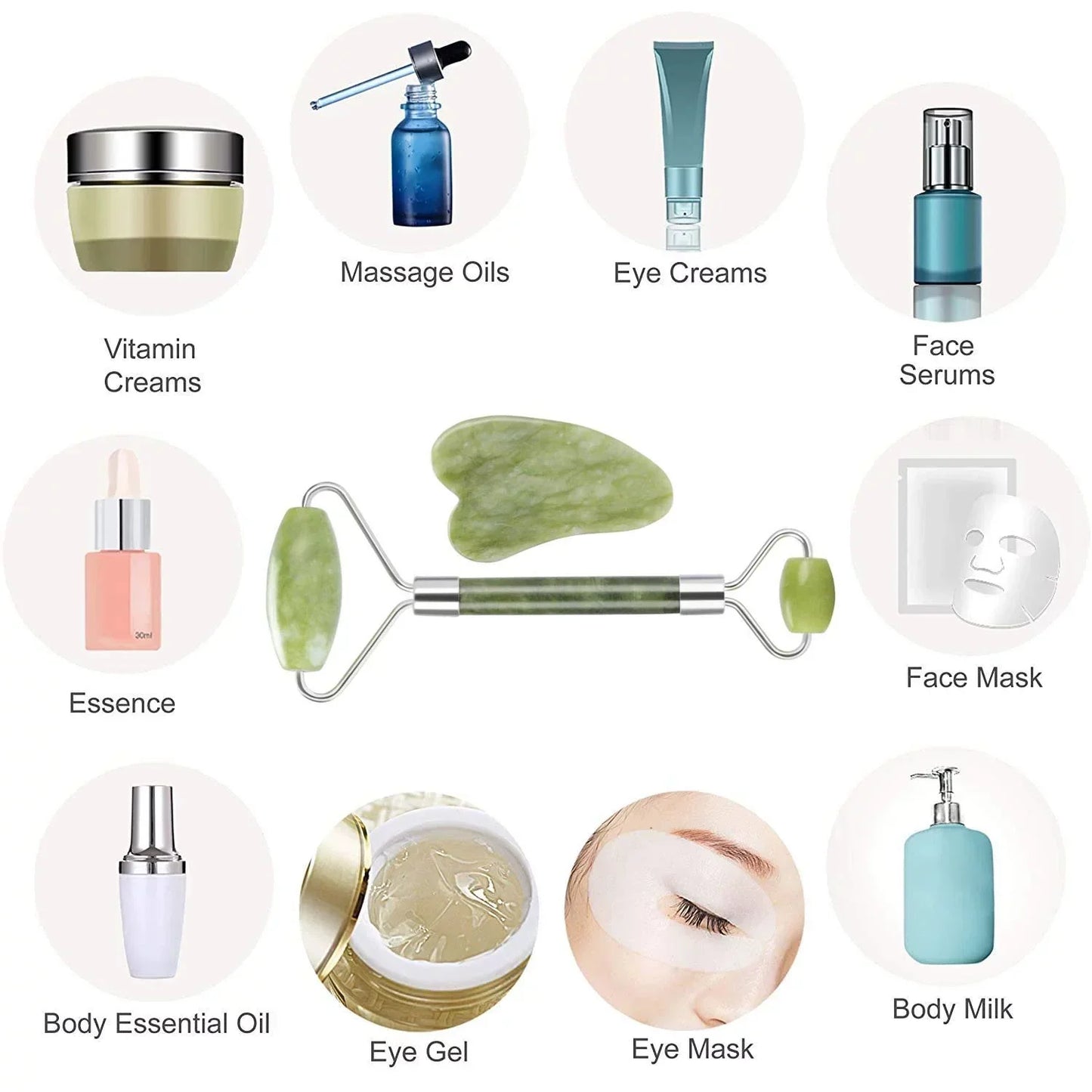 Facial Massage Jade marble Roller Double Heads