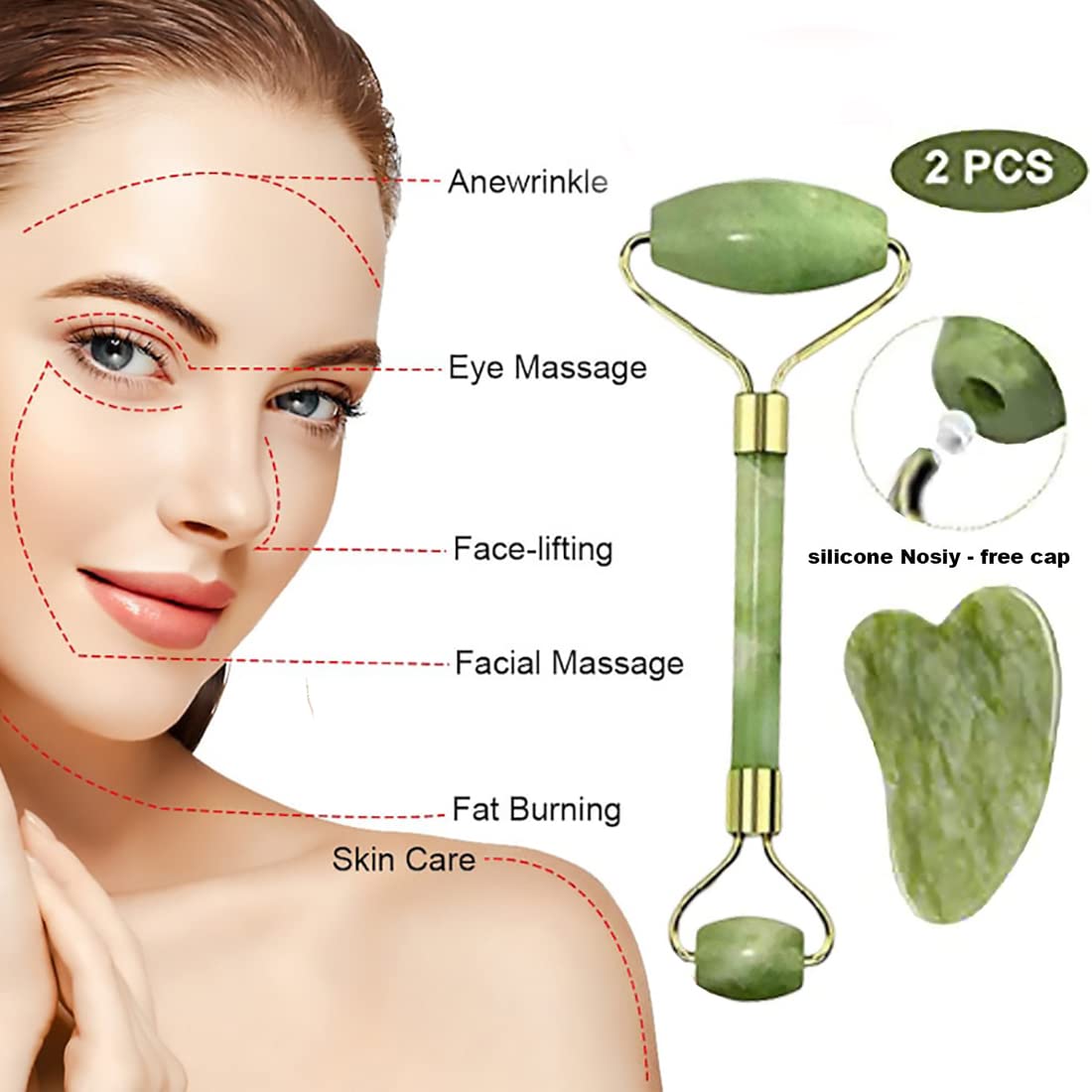 Facial Massage Jade marble Roller Double Heads