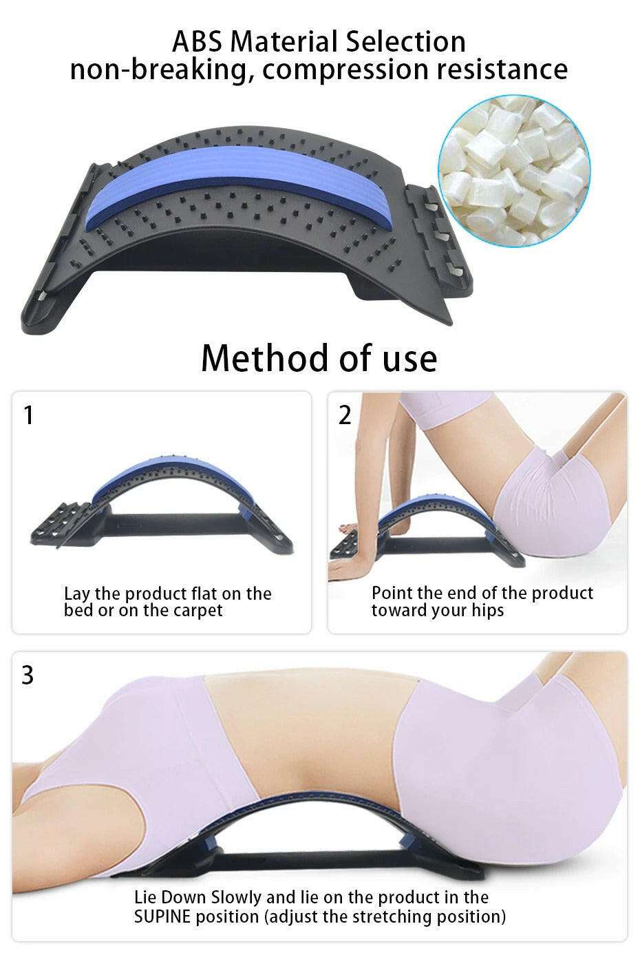 Back Massager Stretcher Spine Deck Pain Relief - Konnect Clicks