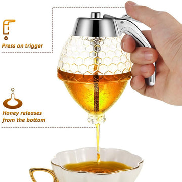 Elegant Crystal Honey Dispenser Honey Syrup Bee Pot Jar